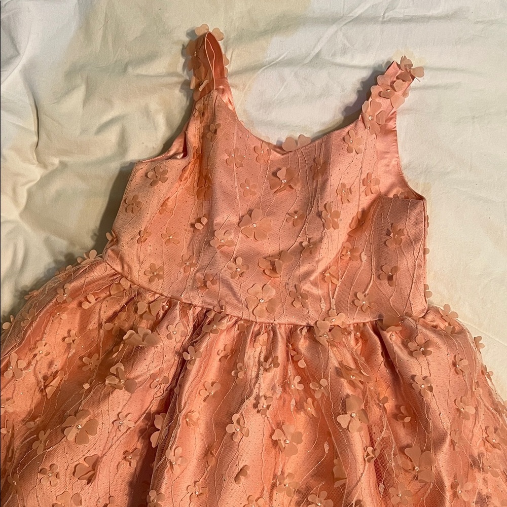 Tulle Peach Floral Kids Dress